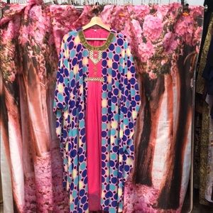 Polka dots kaftan abaya dress